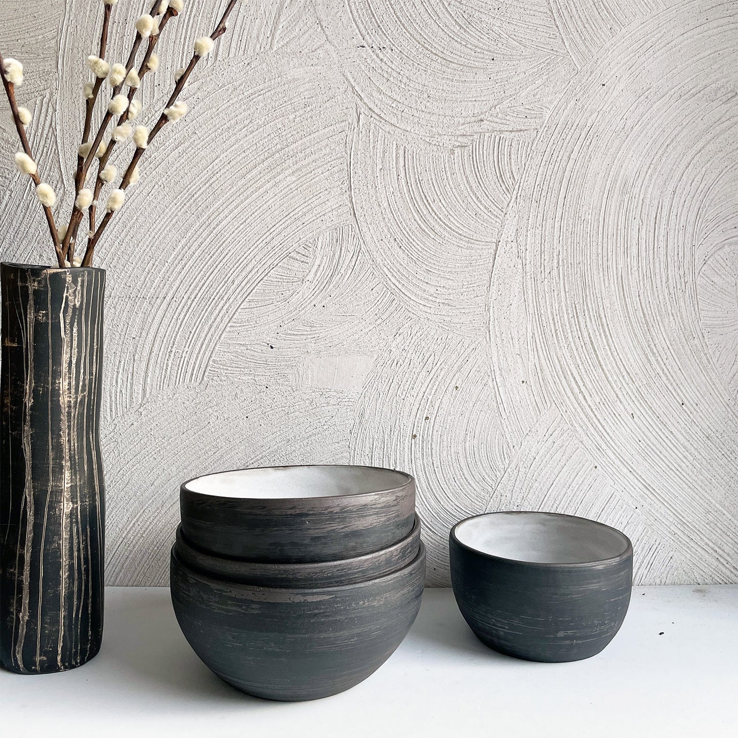 New! Deep Black and Brown Bowl