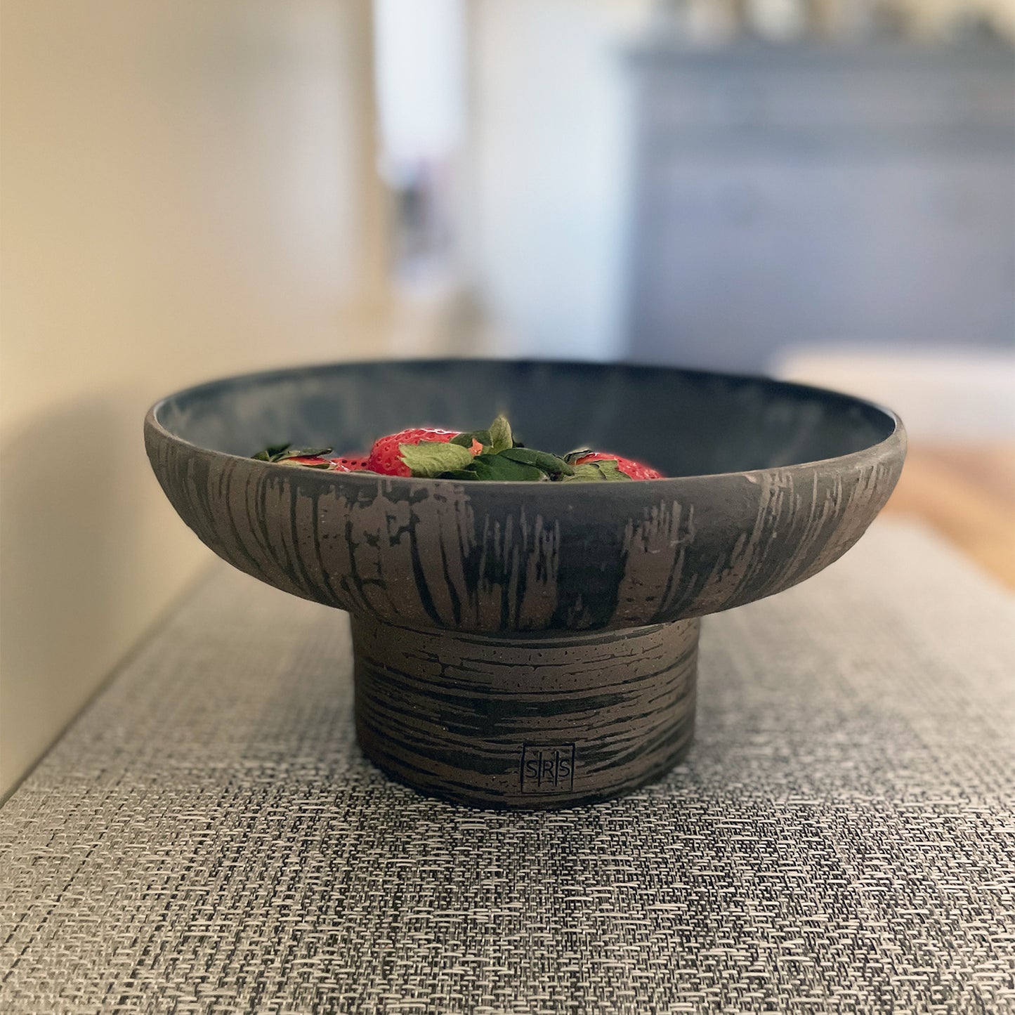 NEW! Black and Brown Pedestal Bowl