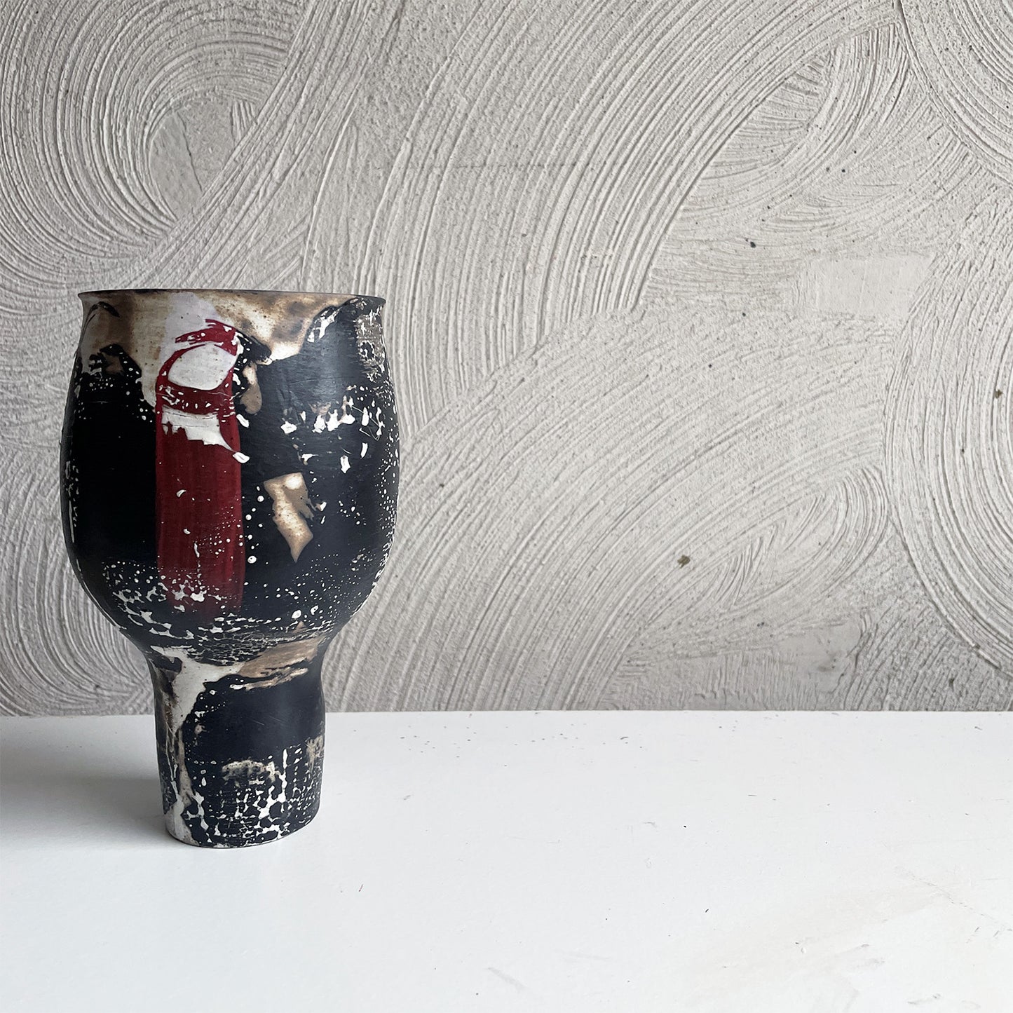 NEW! OOAK Chalice - Black + White + Red