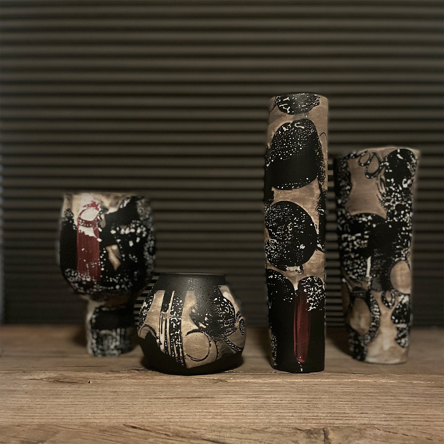 NEW! OOAK Chalice - Black + White + Red
