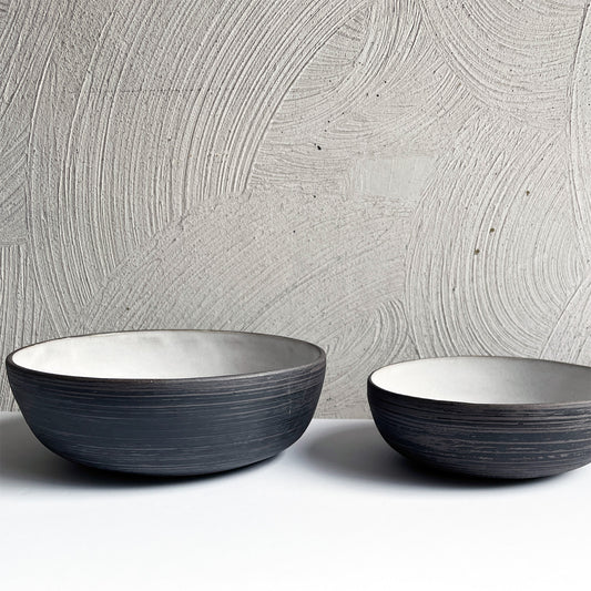 New! Medium and Small Black and Brown Bowls