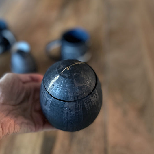 NEW! Black/Brown Jar w/Kintsugi