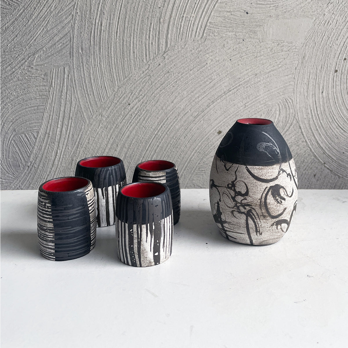 NEW! Sake Set / Pitcher & Four Cups