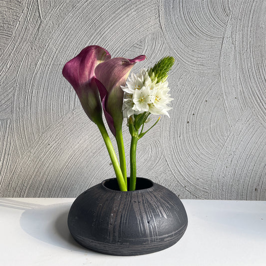 NEW! Shallow Black/Brown Vase