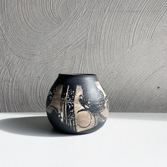 NEW! Small Black & White Vase by SRS Ceramics