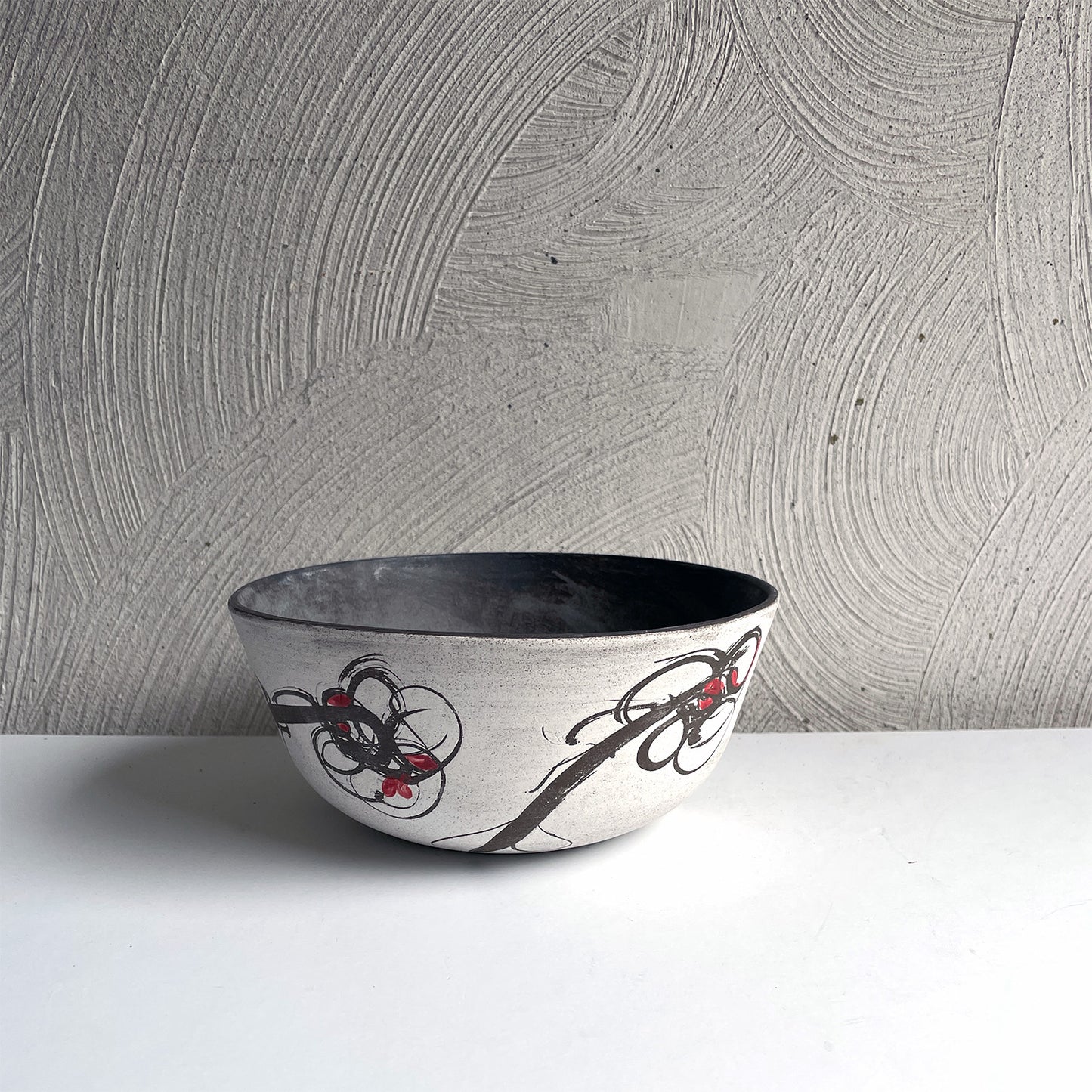 New! Small Floral Serving Bowl with Red