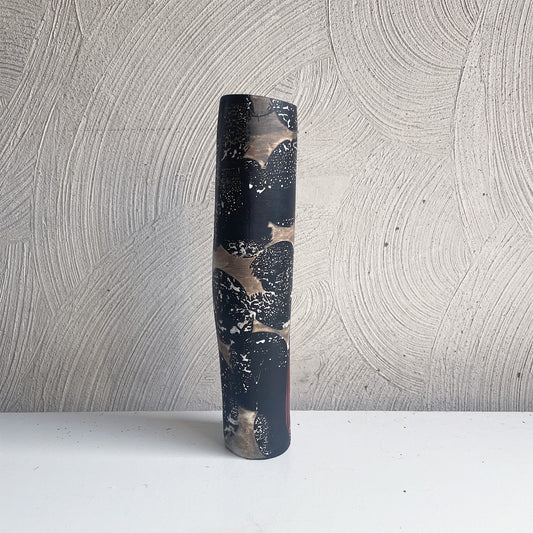 NEW! OOAK Vase in Black and White and a Touch of Red