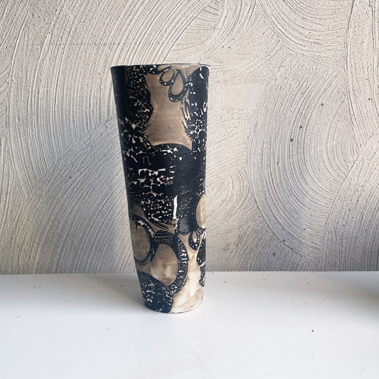 NEW! OOAK Vase - Black + White