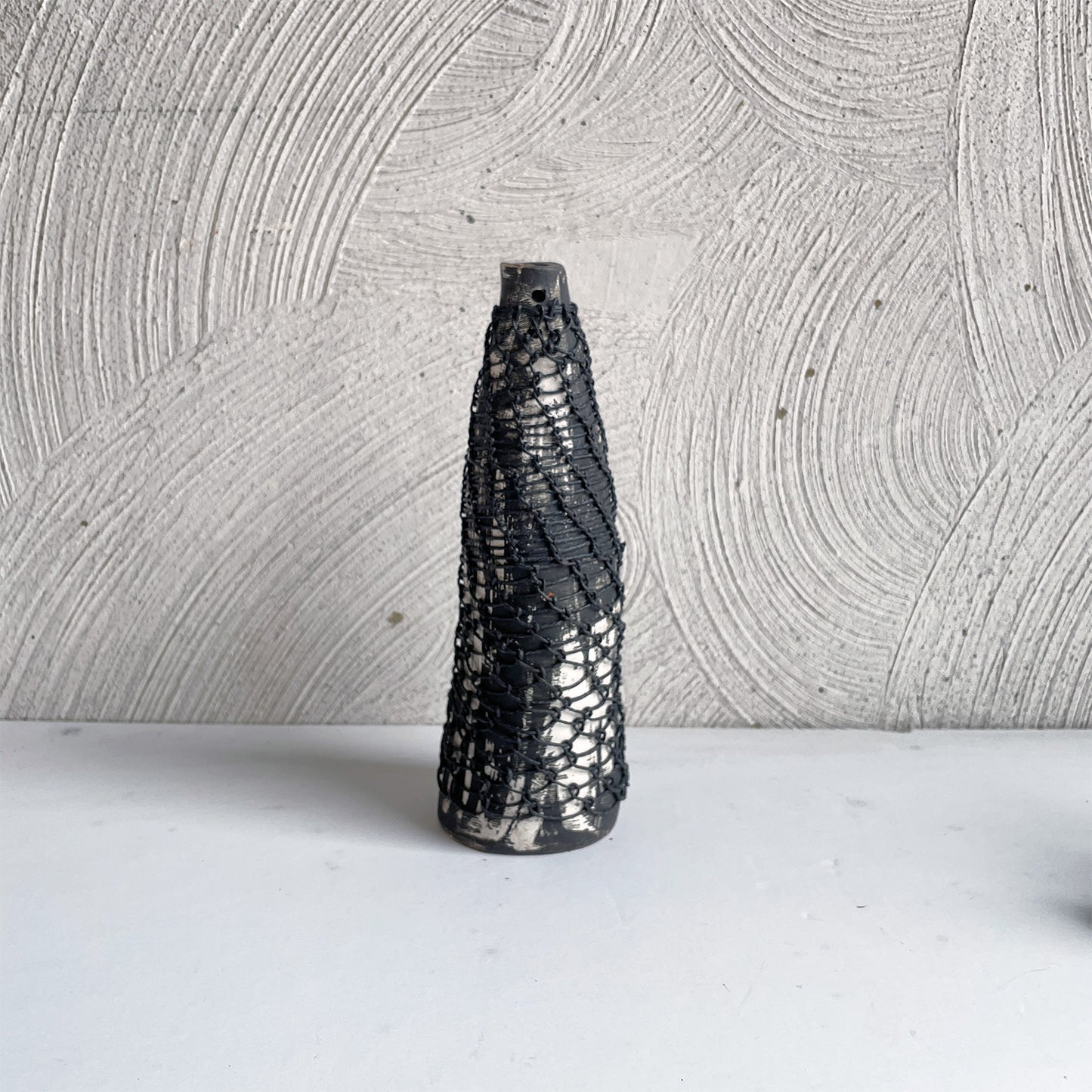 NEW! Black and White Vase with Stitching