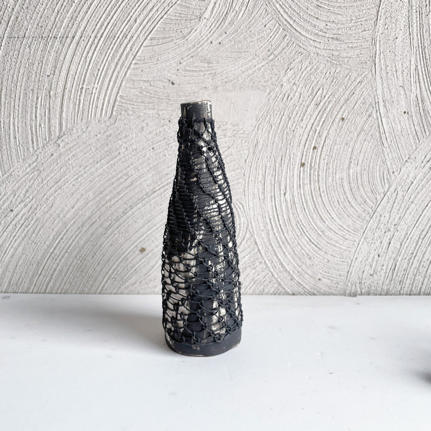 NEW! Black and White Vase with Stitching